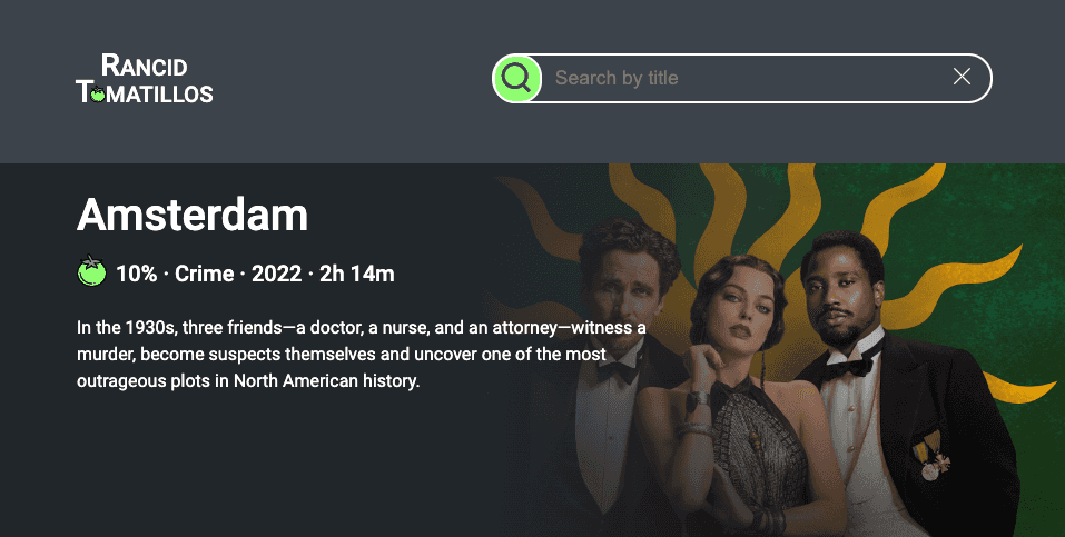 An interface featuring information and a promotional photo from a movie.